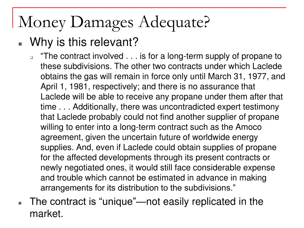 money damages adequate