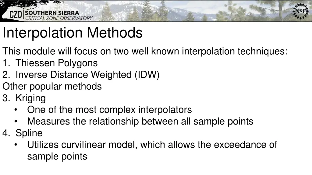 interpolation methods this module will focus