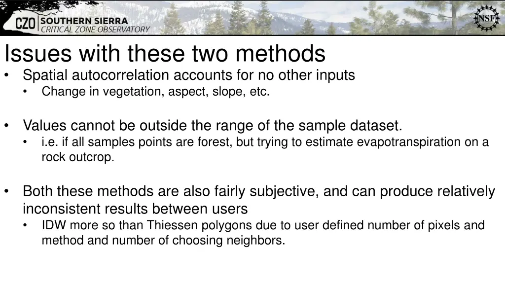 issues with these two methods spatial