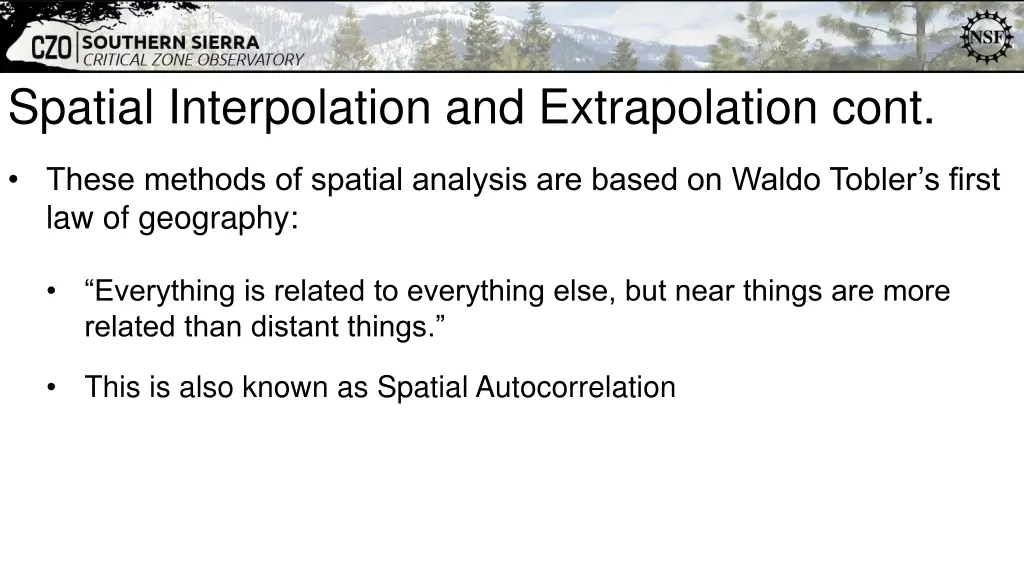 spatial interpolation and extrapolation cont