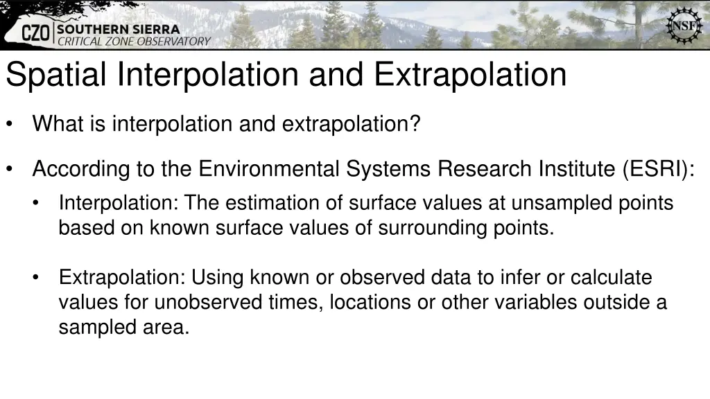 spatial interpolation and extrapolation