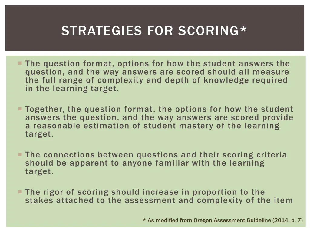strategies for scoring