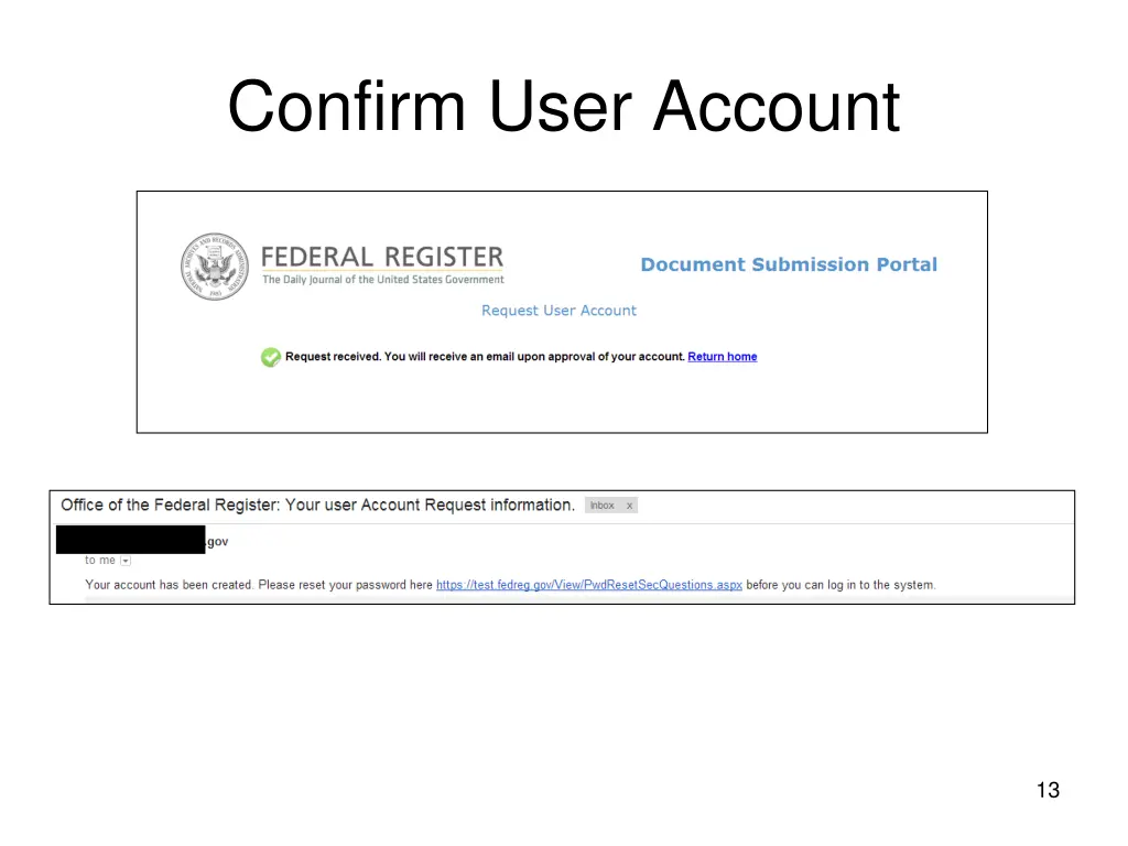 confirm user account