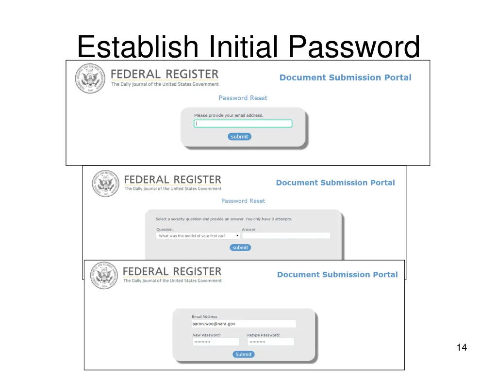 establish initial password