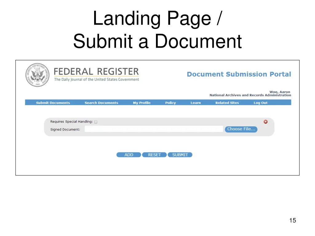landing page submit a document