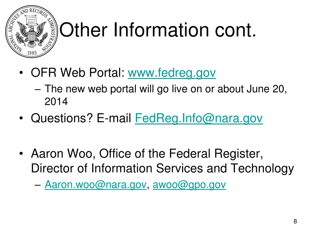 other information cont