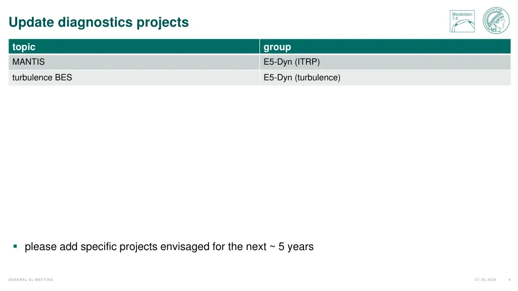 update diagnostics projects 1