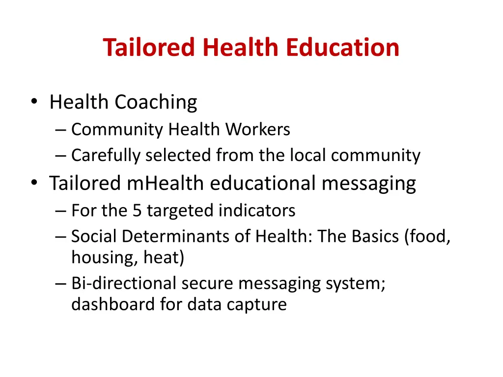 tailored health education