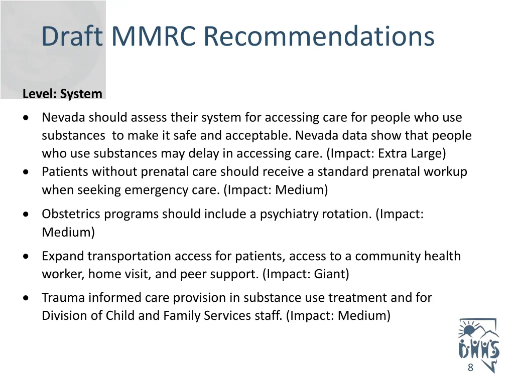 draft mmrc recommendations 2
