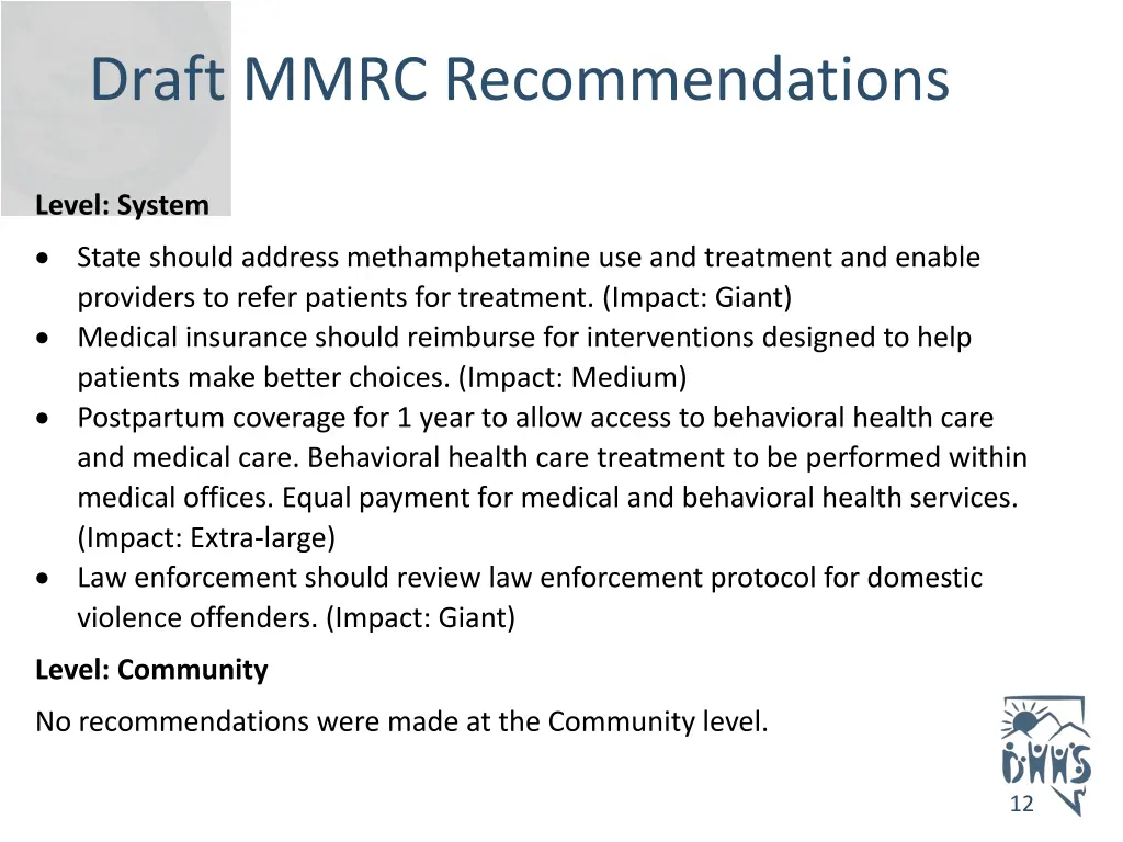 draft mmrc recommendations 6