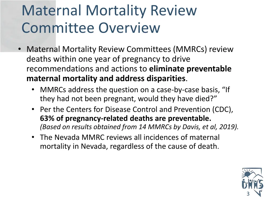 maternal mortality review committee overview