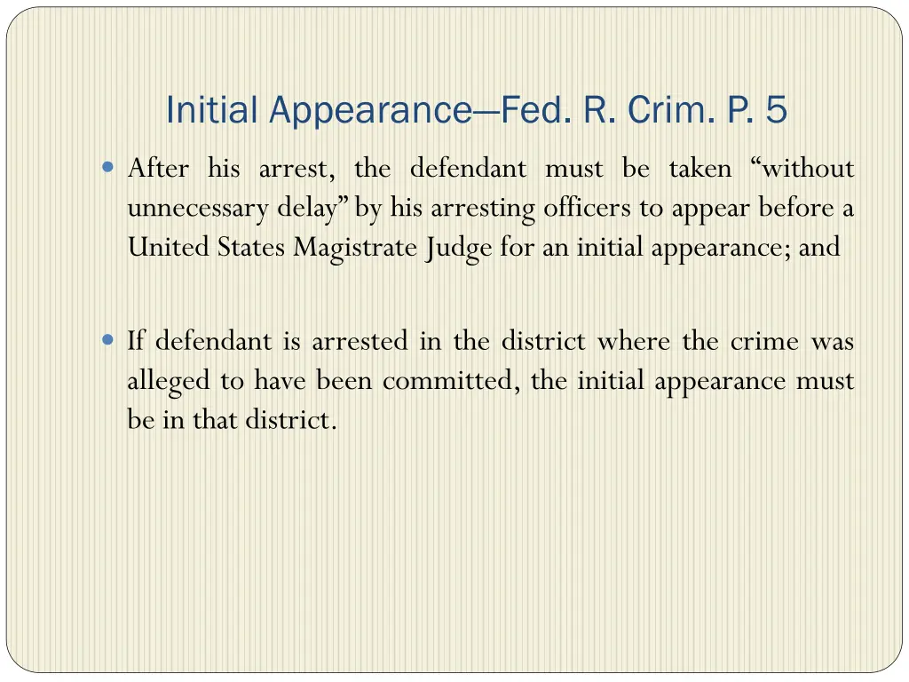 initial appearance fed r crim p 5