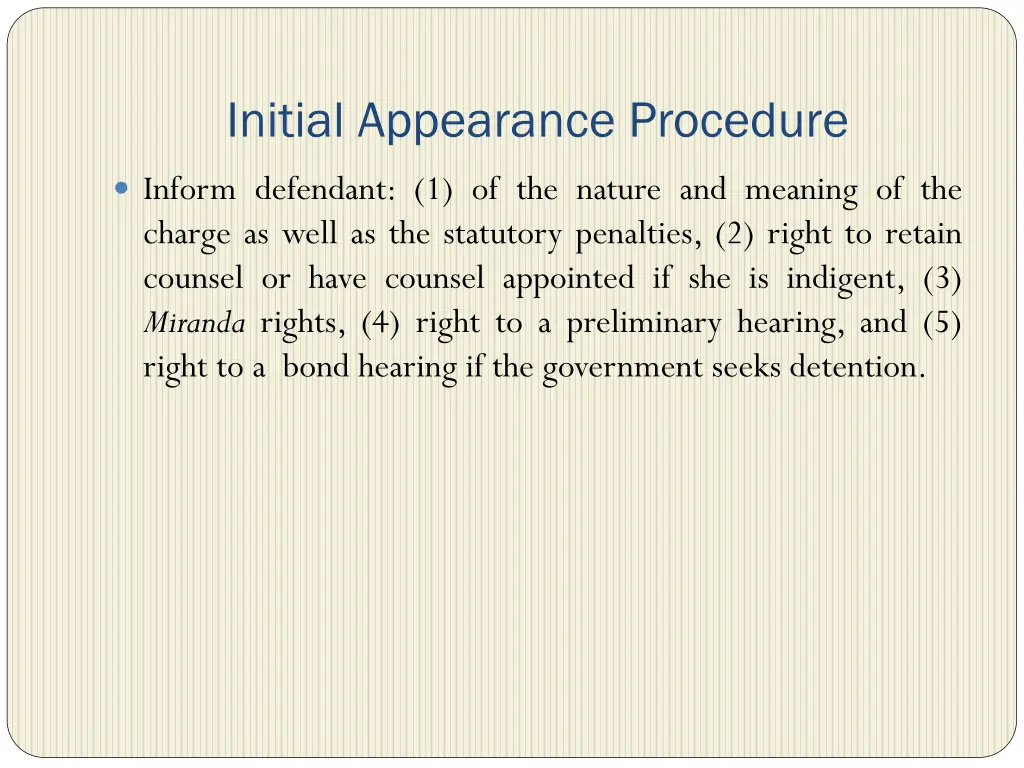 initial appearance procedure