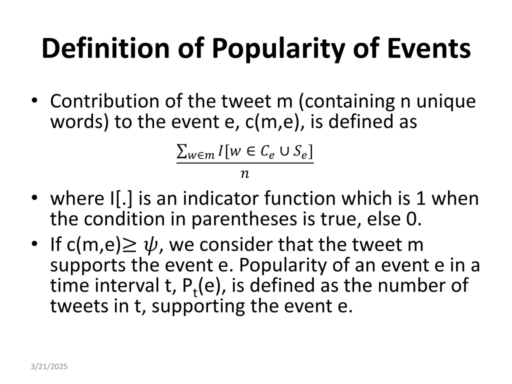 definition of popularity of events