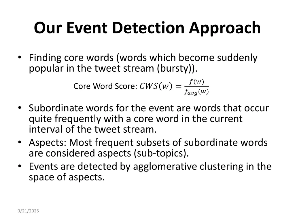 our event detection approach 1