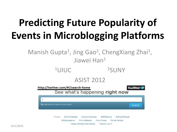 predicting future popularity of events