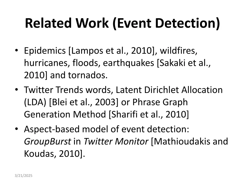 related work event detection