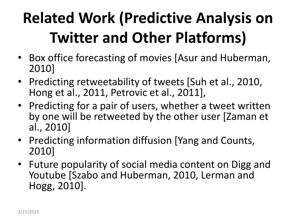 related work predictive analysis on twitter