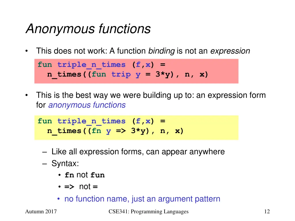 anonymous functions