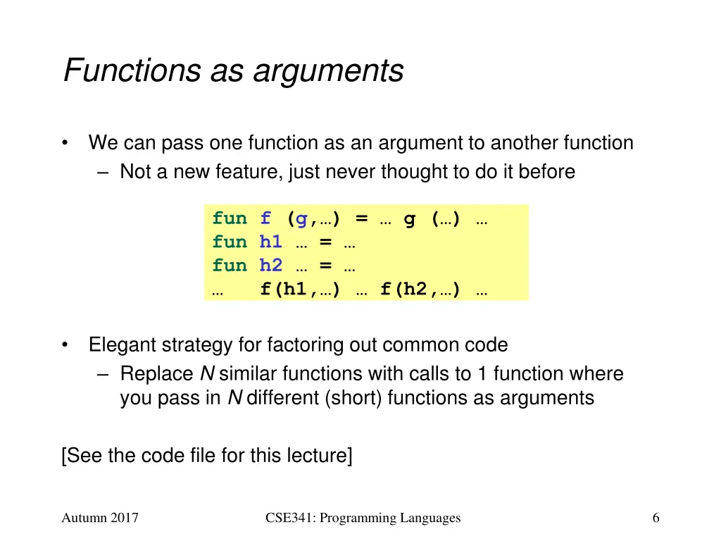 functions as arguments
