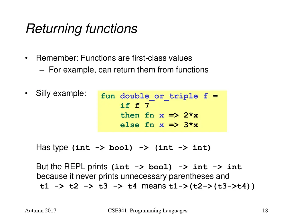 returning functions