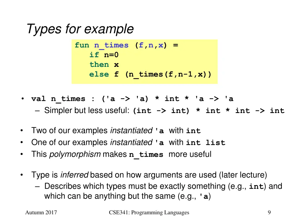 types for example
