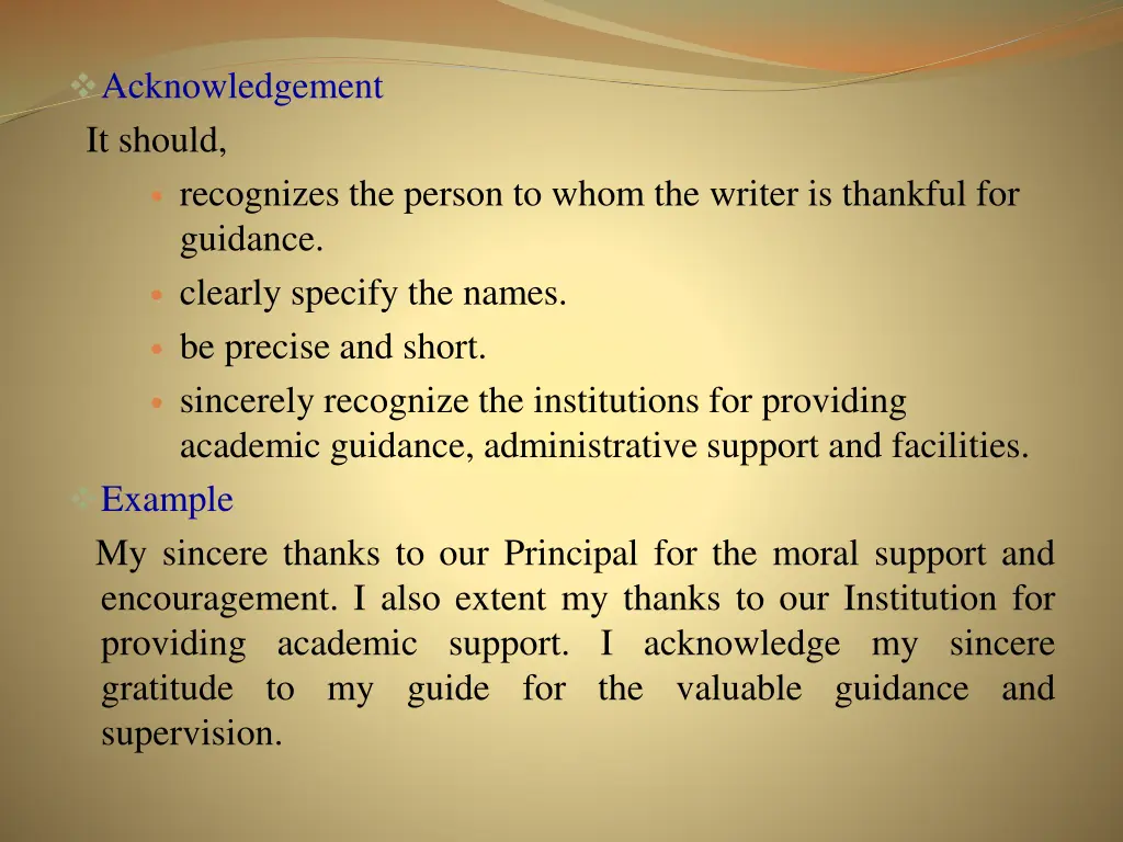 acknowledgement it should recognizes the person
