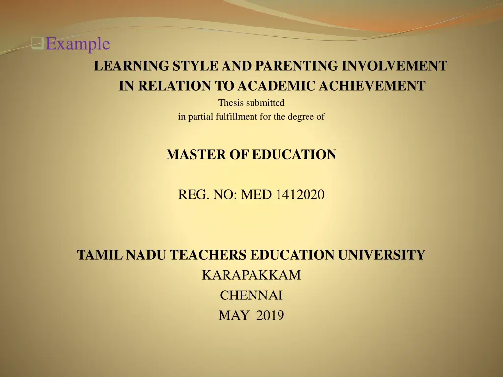 example learning style and parenting involvement