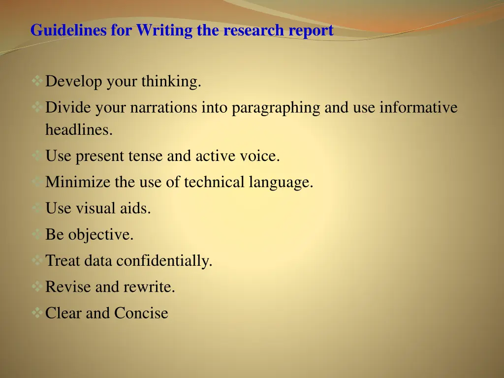 guidelines for writing the research report