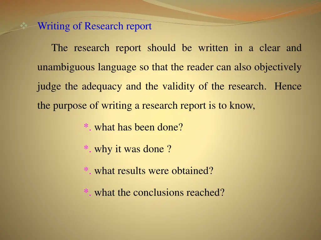 writing of research report