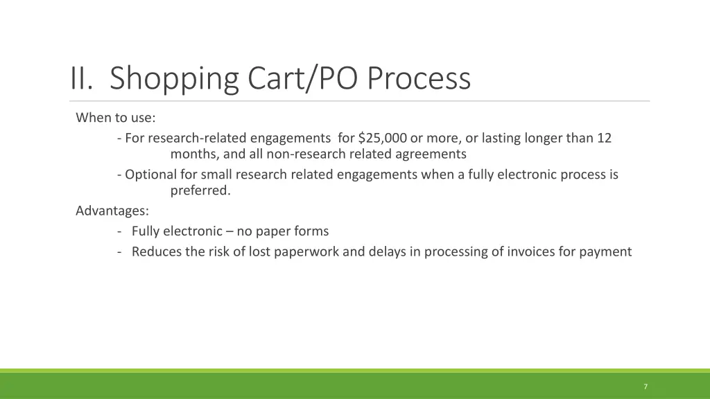 ii shopping cart po process