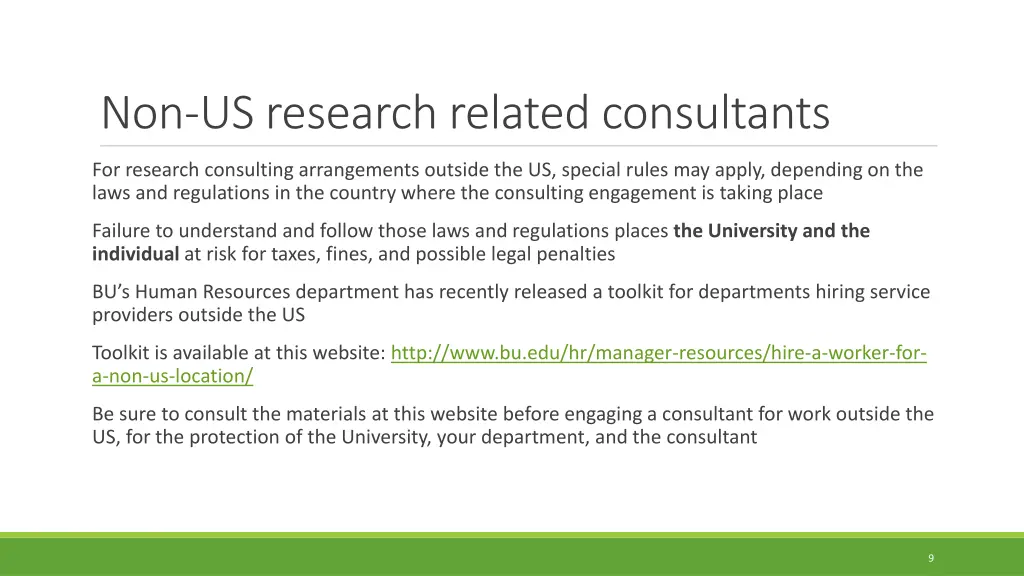 non us research related consultants