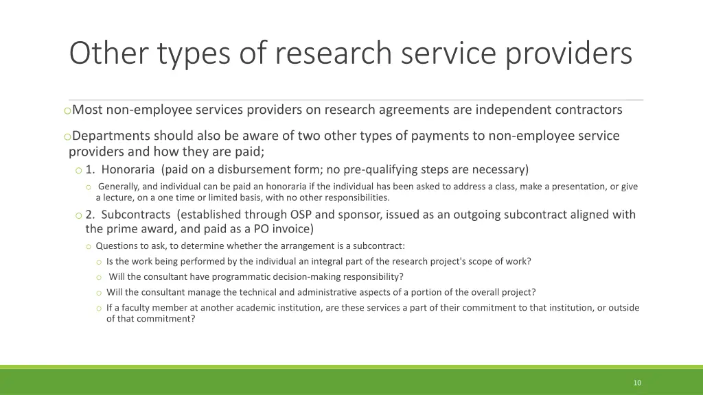 other types of research service providers