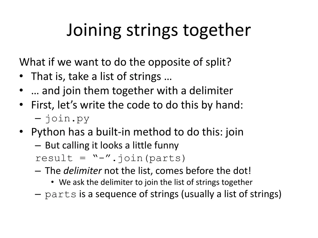 joining strings together
