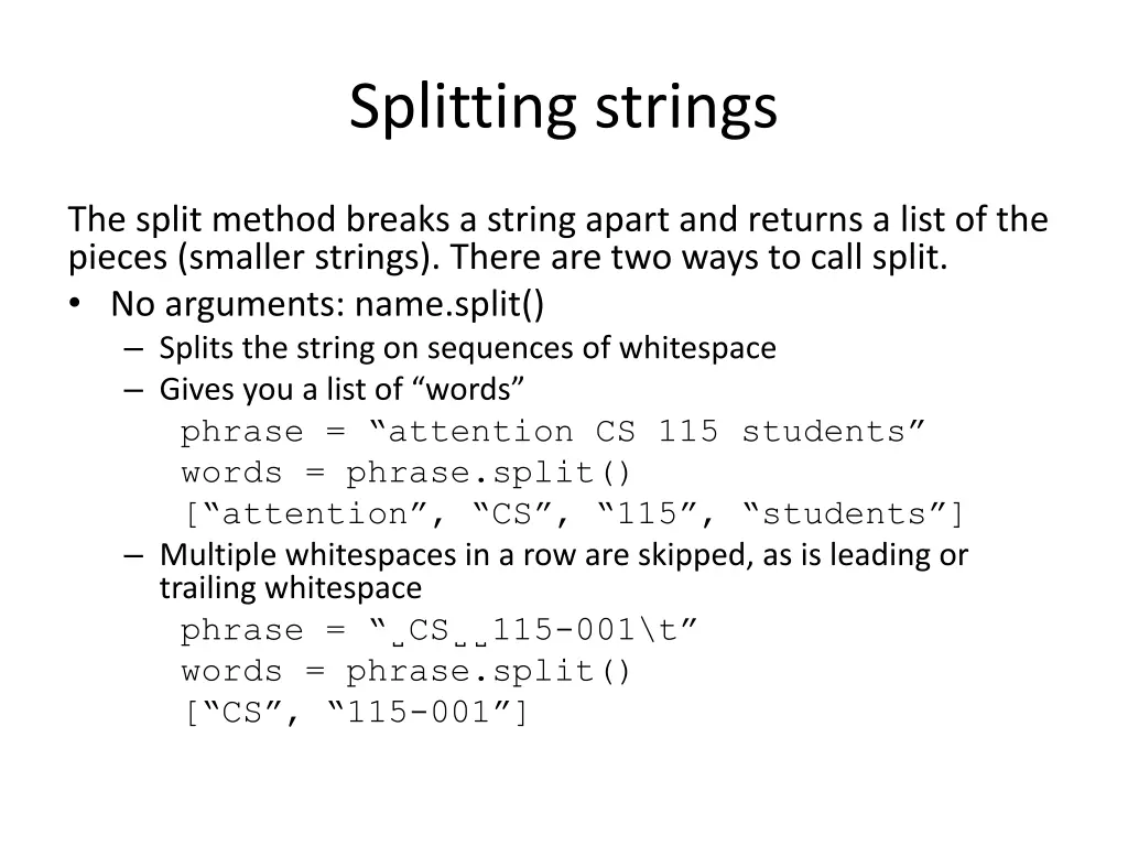 splitting strings