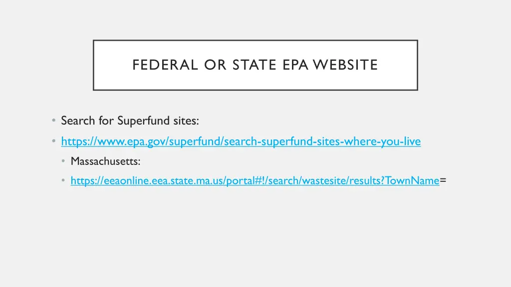 federal or state epa website