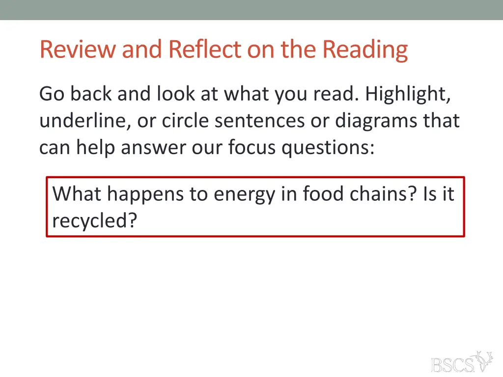 review and reflect on the reading