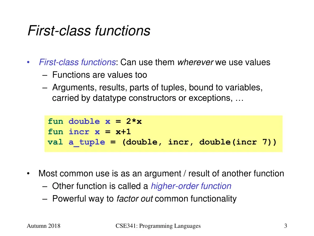 first class functions