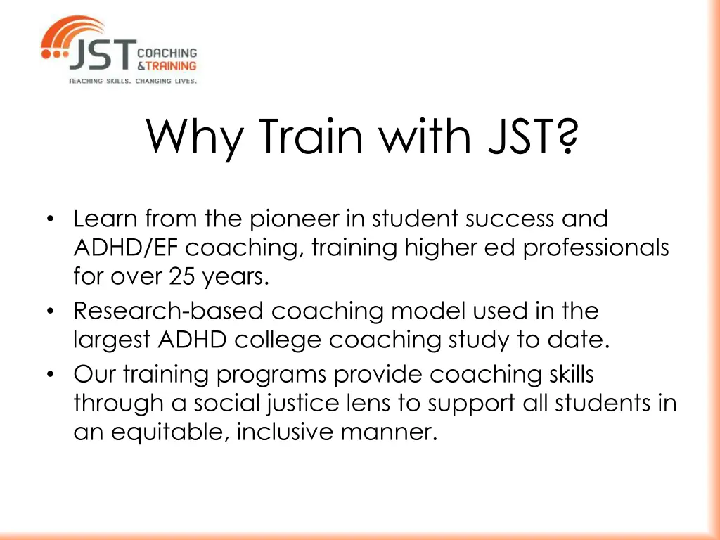 why train with jst