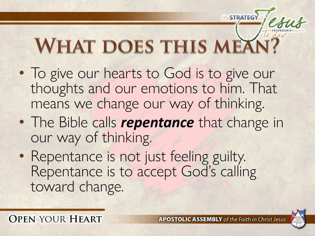 to give our hearts to god is to give our thoughts