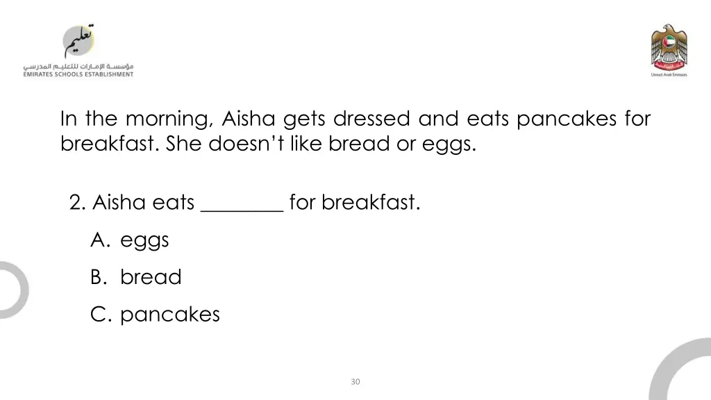 in the morning aisha gets dressed and eats