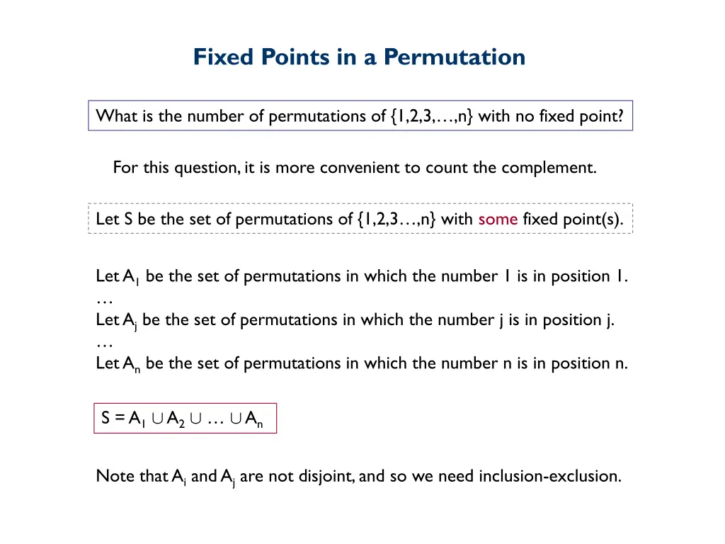 fixed points in a permutation 1