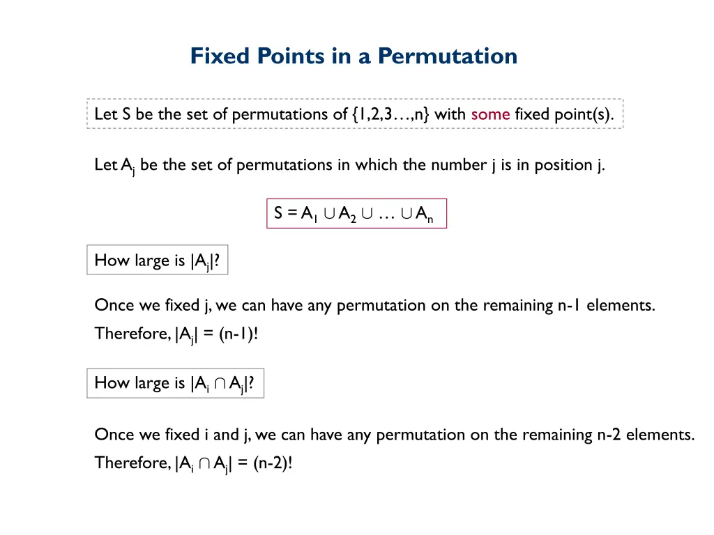 fixed points in a permutation 2