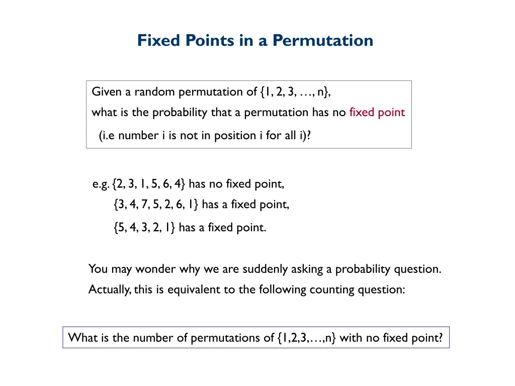 fixed points in a permutation