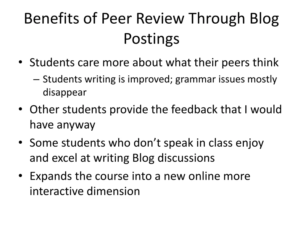 benefits of peer review through blog postings
