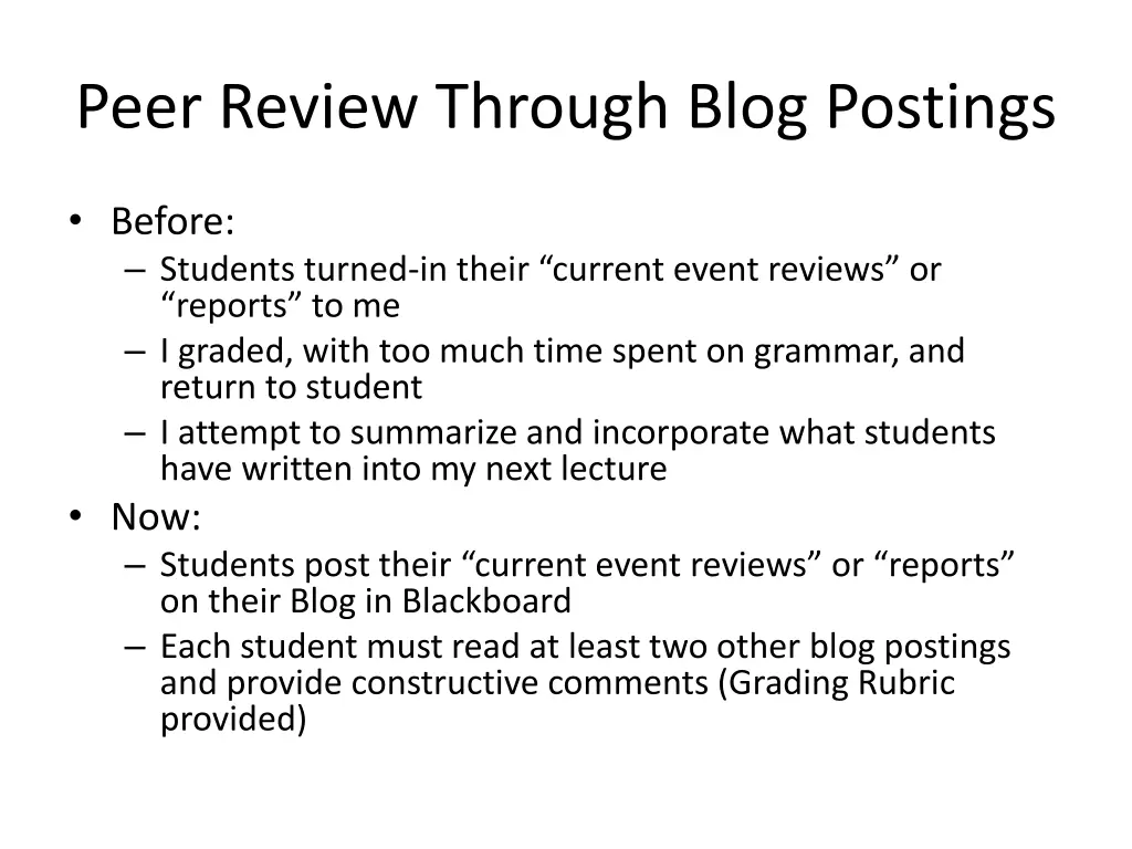 peer review through blog postings