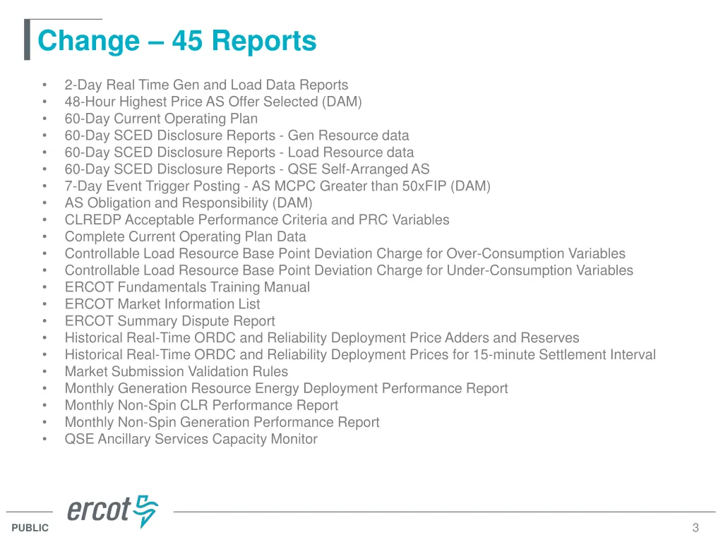 change 45 reports