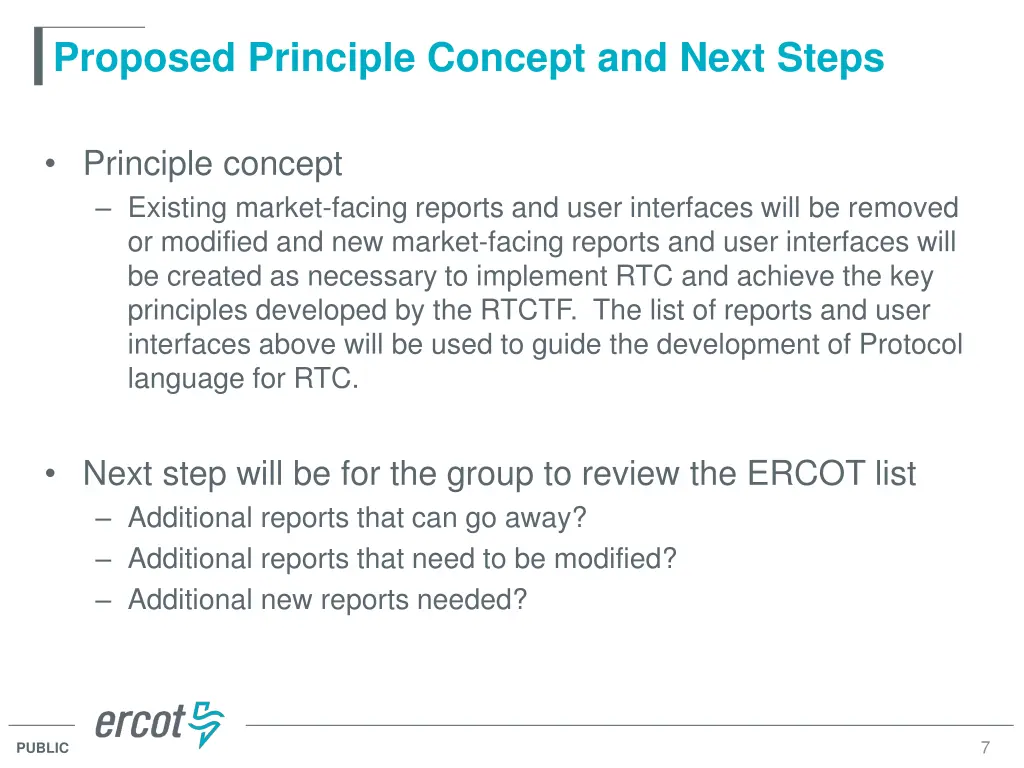 proposed principle concept and next steps