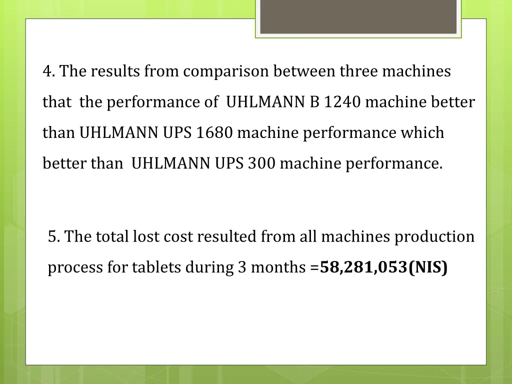 4 the results from comparison between three