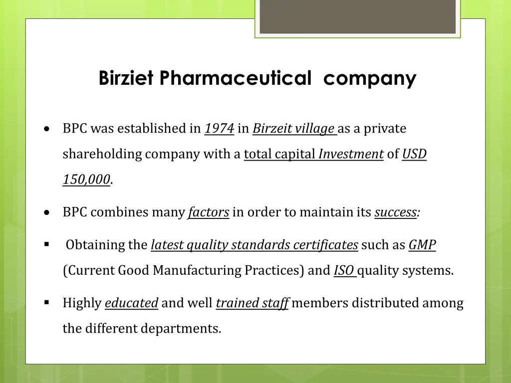 birziet pharmaceutical company